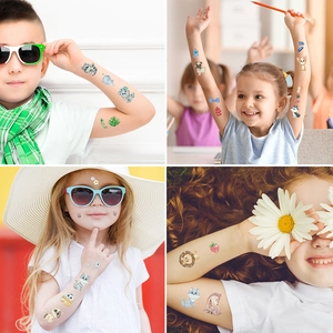 Waterproof colorful glitter animal temporary tattoos for kids party gift stickers
