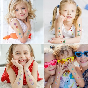 Glitzer-Meerjungfrau-Tattoos für Kinder mit bunten Ozean- und Schloss-Designs