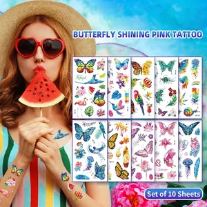 Butterfly Glitter Temporary Tattoo Stickers Waterproof Colorful Body Art For Kids And Adults Party Accessories