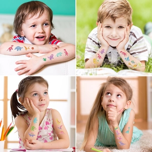 Waterproof colorful glitter dinosaur temporary tattoos for kids party gift stickers