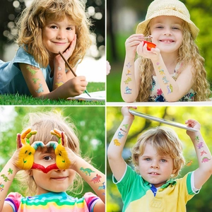 Waterproof colorful glitter dinosaur tattoo stickers for kids party activities and gifts