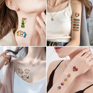 Waterproof cartoon temporary tattoos set featuring cute animals and space designs