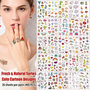 Temporary Tattoo Stickers Waterproof Long Lasting Cute Cartoon Fresh Style Body Art Decorative Decals
