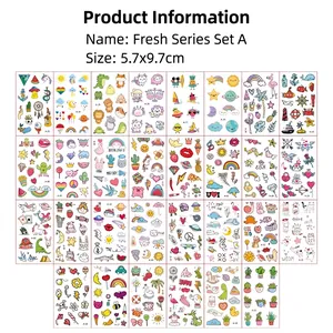 30-piece set of waterproof temporary tattoo stickers with cute cartoon and floral designs
