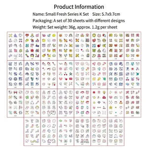 Set of 30 cute cartoon temporary tattoo stickers with waterproof small fresh designs