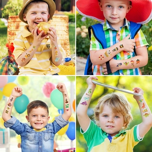 Kids laser gold foil cartoon temporary tattoos with dinosaur and ocean themes