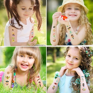 Tatouages temporaires pour enfants thème pirate avec bateau et carte au trésor de dessin