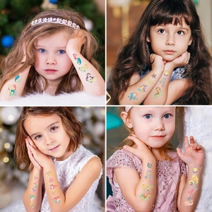 Tatouages temporaires sirène pour enfants avec dorure pour décoration de fête sirène