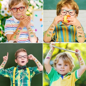 Golden laser cartoon dinosaur temporary tattoo stickers set for kids party gifts
