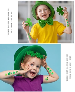 Glow-in-the-dark St. Patrick's Day temporary tattoos featuring leprechaun and clover patterns