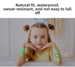 Glow-in-the-dark Easter temporary tattoos for kids with rabbits and egg hunt designs
