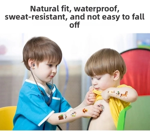 Waterproof cartoon farm animal temporary tattoos for kids featuring natural skin fit