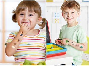 Waterproof temporary farm animal tattoos for kids showing farmers and tractors on skin