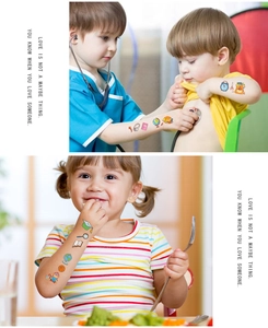 Waterproof cartoon temporary tattoos for kids featuring school icons and playful designs