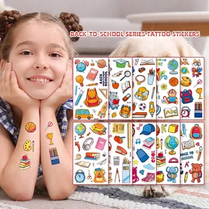 Temporary Tattoo Stickers Waterproof Back To School Cartoon Educational Patterns For Children Boys Girls Water Transfer Skin Art