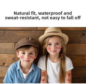 Kids pink cowgirl temporary tattoos showing waterproof western patterns on skin