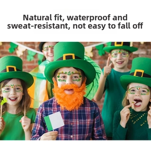 Waterproof St. Patrick's Day face tattoos with lucky shamrock designs for kids party