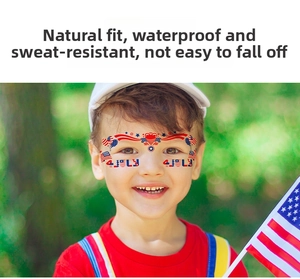 Waterproof Independence Day face stickers with US flag design for kids on July 4th party