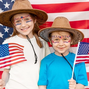 USA flag temporary tattoos for kids featuring stars and stripes for Independence Day