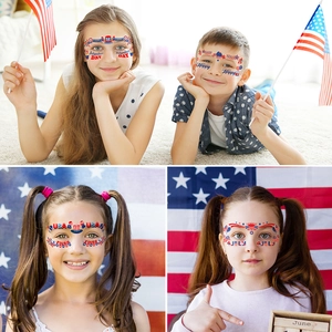 Patriotic Independence Day temporary face tattoos with USA flag patterns for kids party