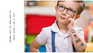 Detail of waterproof cartoon science laboratory temporary tattoo stickers for children