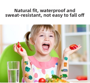 Waterproof cartoon sanitation truck temporary tattoos on a smiling child arm for party