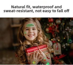 Luminous Christmas tattoo stickers for kids featuring Santa and reindeer designs