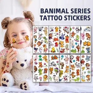 Kids Cartoon Animal Temporary Tattoo Stickers Waterproof Cute Lion Tiger Face Body Art Sticker For Children Party Favor