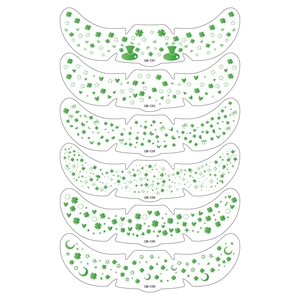 Saint Patrick's Day clover face tattoo set with green shamrocks and stars for party