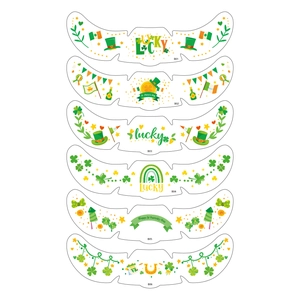 St. Patrick's Day clover and rainbow freckle tattoo stickers set in six festive styles