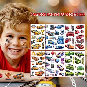 10er-Set wasserfeste Rennwagen-Tattoos für Kindergeburtstage und Partyspaß