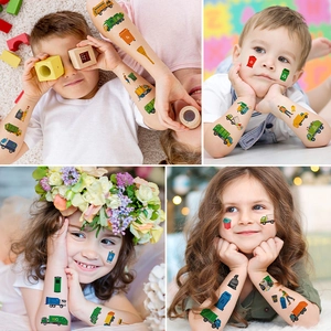 Cute waterproof sanitation truck tattoo stickers for kids party favors and rewards