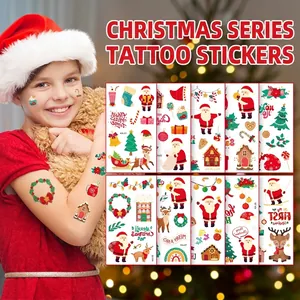 Christmas temporary tattoos for kids with Santa and reindeer 10-sheet set for festive parties