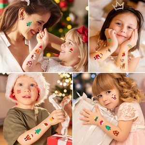 Colorful Christmas temporary tattoos for kids with Santa and reindeer festive designs