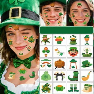 Temporary Tattoos St. Patrick's Day Waterproof Shamrock Leprechaun Face Body Stickers Irish Party Favor Decorative