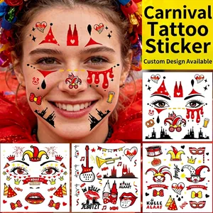 Cologne Carnival Temporary Tattoo Stickers Face Body Makeup For Festival Party Clown Mask Silhouettes
