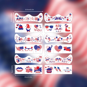 USA flag face tattoos for July 4th Independence Day with patriotic eagle and star patterns