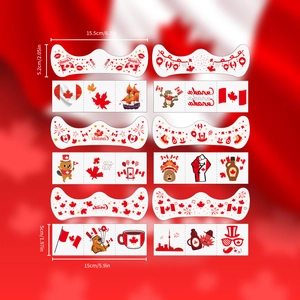 Canada Day temporary tattoos set with maple leaf and flag designs for festive body art