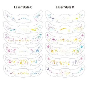 Halloween laser freckle tattoo stickers with pumpkin, ghost, and bat patterns in gradient colors