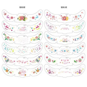 Set de 12 tatuajes faciales de Pascua con diseños láser de conejo y huevos