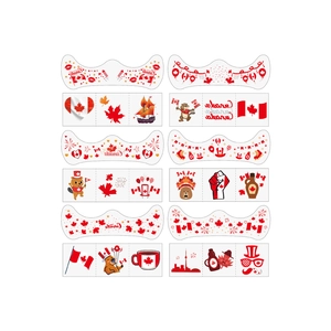 12-pack Canada Day temporary tattoos featuring red maple leaves and national flag motifs