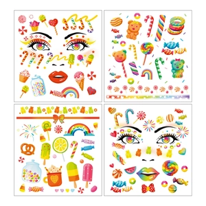 Lollipop candy temporary facial tattoo stickers for kids party makeup decorations