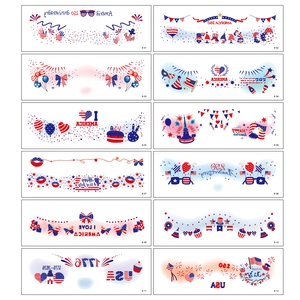 12-pack of USA Independence Day temporary tattoos featuring stars, stripes, and fireworks