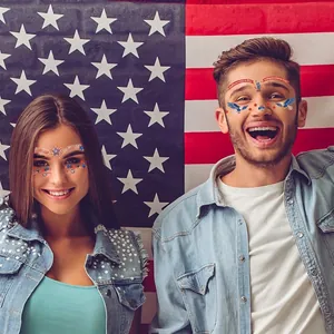 Independence Day face stickers with US flag patterns for party makeup and festive celebrations