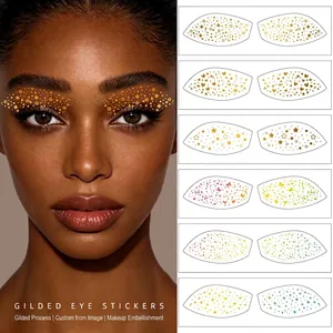 Metallic Gold Silver Temporary Face Tattoo Stickers Freckle Eye Makeup Stars Hearts Holographic For Party Festival