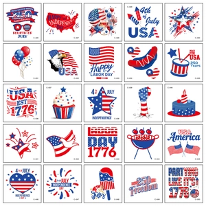 Lot de 25 tatouages temporaires patriotiques USA pour l'Independence Day avec drapeaux