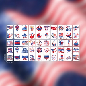 Lot de 50 tatouages temporaires 250e anniversaire USA avec drapeaux et aigles de fête
