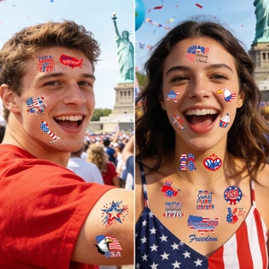 Tatouages temporaires 250e anniversaire USA avec aigle et drapeau pour fête nationale