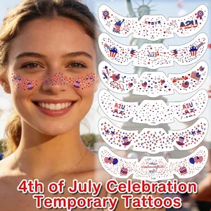 USA Unabhängigkeitstag Temporäre Gesichts Tattoo Aufkleber Patriotische Rot Weiß Blaue Sterne Streifen Juli Vierte Sommersprossen