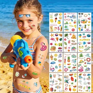Sommer Temporäre Tattoos Aufkleber Wasserdicht Wassertransferpapier Tropische Früchte Flamingo Strand Pool Party Körperkunst
